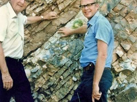 Luis and Walter Alvarez at the K-T Boundary in Gubbio, Italy, 1981