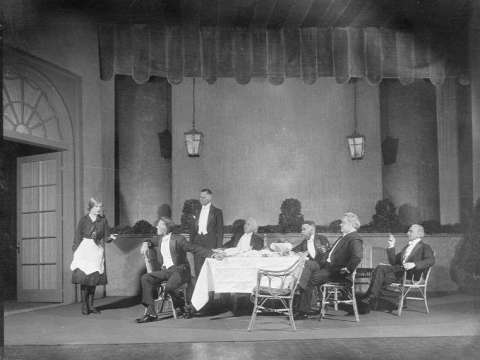 Photograph of scene designed by Jo Mielziner for George Bernard Shaw's Doctor's Dilemma (1927)