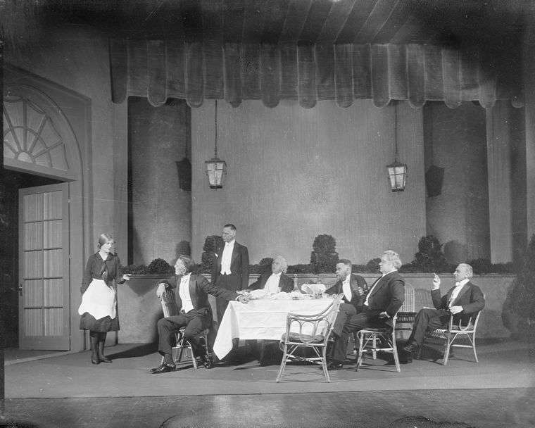 Photograph of scene designed by Jo Mielziner for George Bernard Shaw's Doctor's Dilemma (1927)