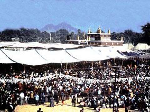 Overview of teaching venue at Bodh Gaya Kalachakra, 1985