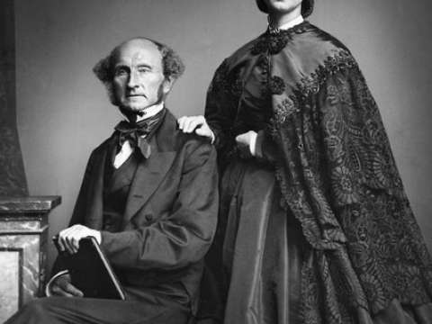 John Stuart Mill and Helen Taylor. Helen was the daughter of Harriet Taylor and collaborated with Mill for fifteen years after her mother's death in 1858.