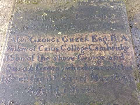 The grave stone of the mathematician George Green, in St Stephen's cemetery