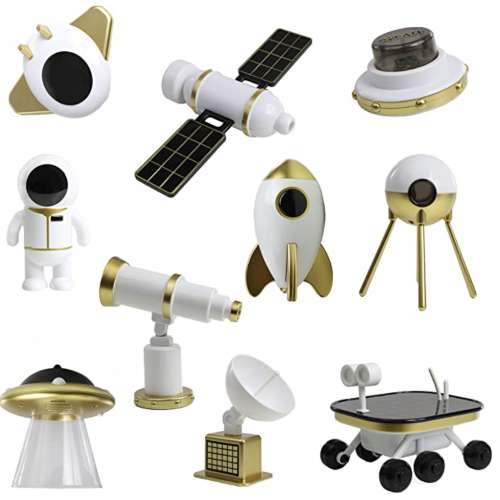 Outer Space Mission Playset - 10 Pc Action Rocket, Shuttle, Spaceship, Rover, Astronaut, Satellite Station