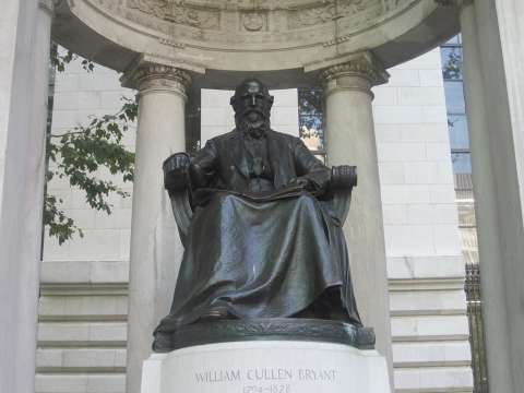 William Cullen Bryant Memorial in Bryant Park adjacent to the New York Public Library