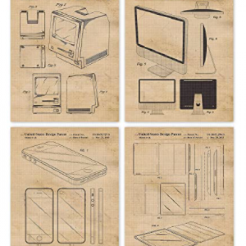 Vintage Steve Jobs Products Patent Poster Prints, Set of 4