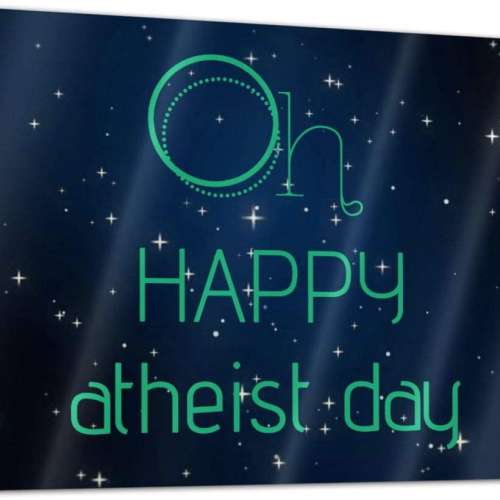 Happy Atheist Day Metal Courtyard Logo