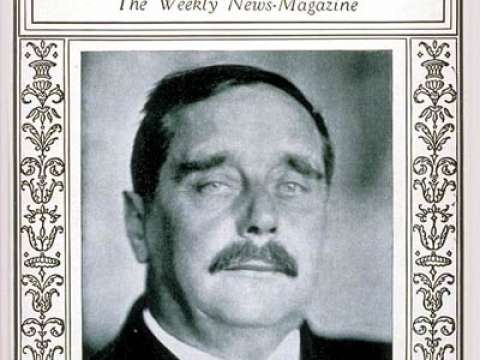 H. G. Wells, one day before his 60th birthday, on the front cover of Time magazine, 20 September 1926