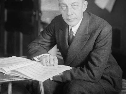 Rachmaninoff with a piano score
