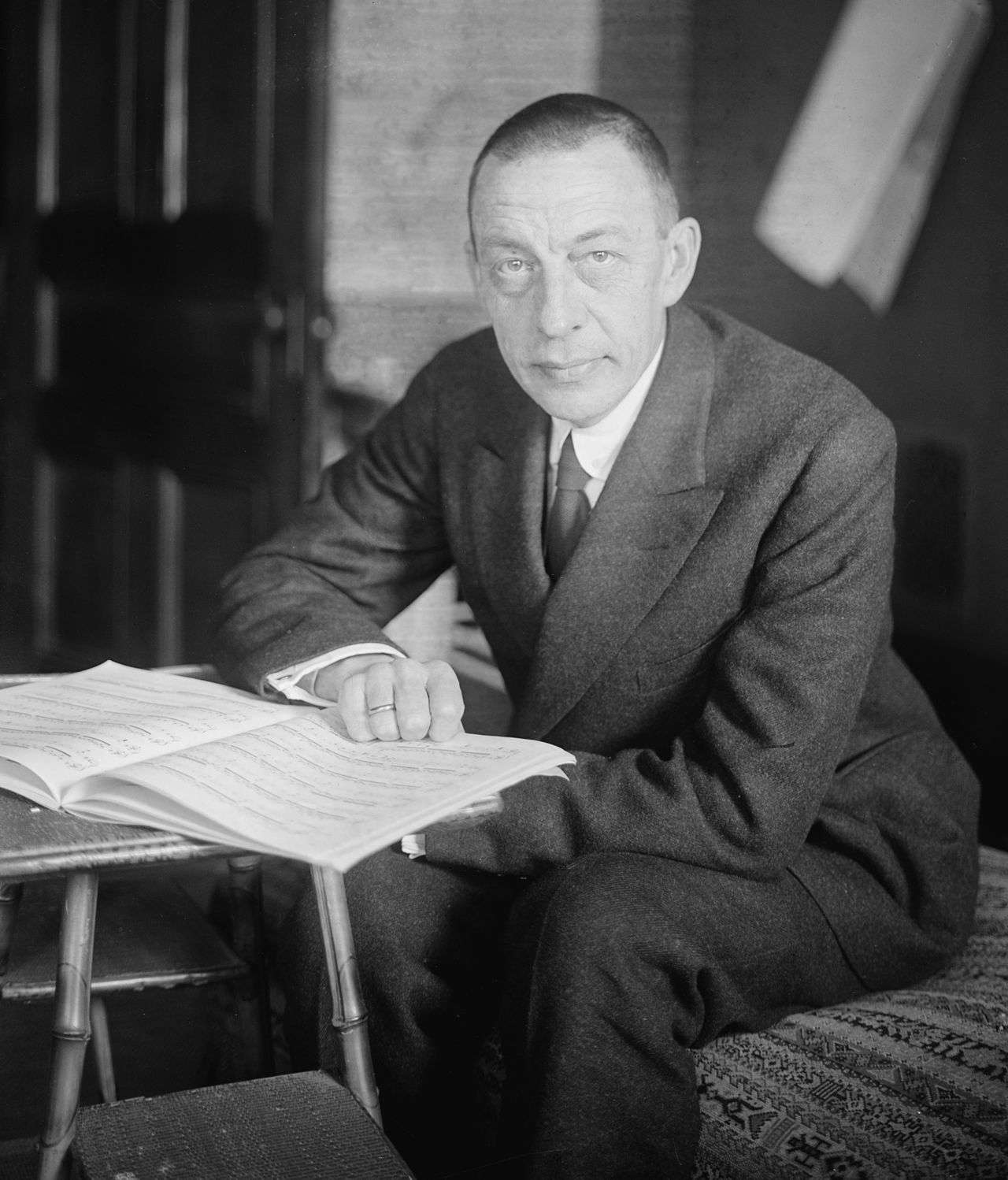 Rachmaninoff with a piano score