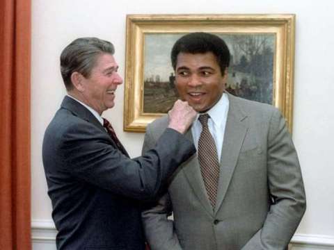  President Ronald Reagan with Ali in the Oval Office in 1983