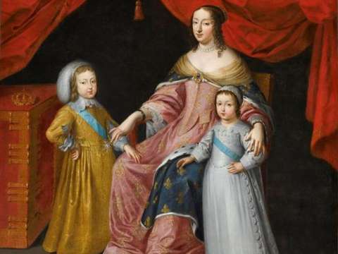 Anne of Austria with her children Louis XIV of France and Philippe, Duke of Orléans (unknown artist)