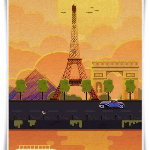 France Paris Minimal Art Print