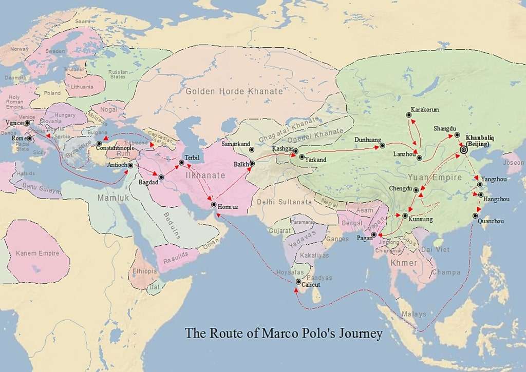 Map of Marco Polo's travels