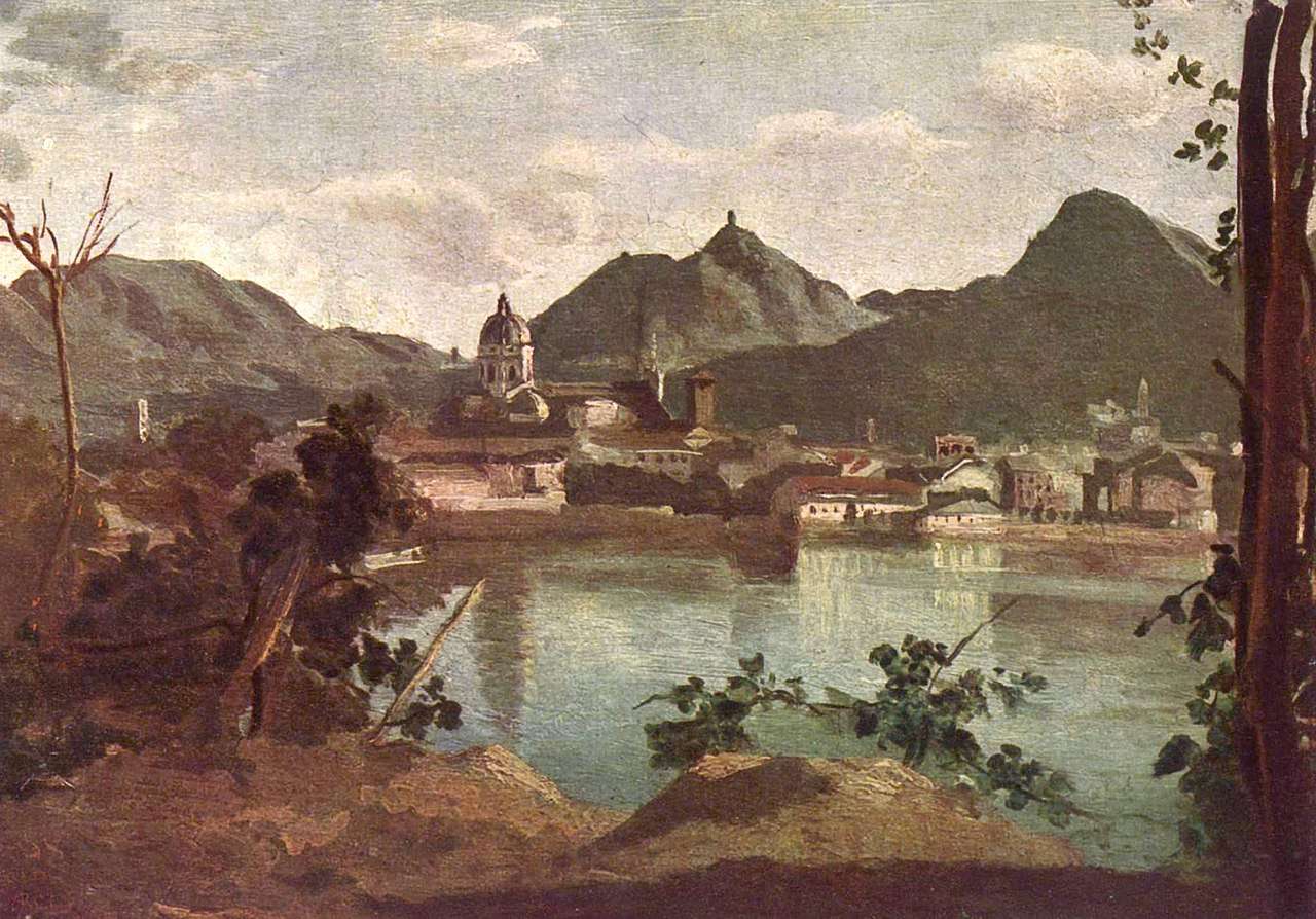 City and Lake of Como, painted by Jean-Baptiste-Camille Corot, 1834