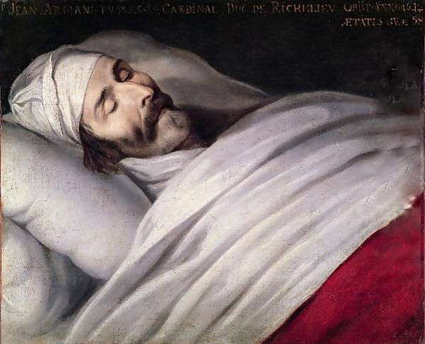 Painting by Philippe de Champaigne showing Cardinal Richelieu on his deathbed
