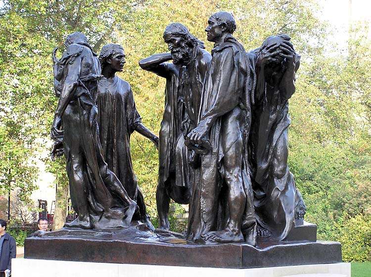 The Burghers of Calais (1884–ca. 1889) in Victoria Tower Gardens, London, England.