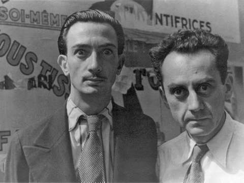 Dalí (left) and fellow surrealist artist Man Ray in Paris on 16 June 1934