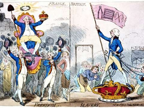 In this 1789 engraving, James Gillray caricatures the triumph of Necker (seated, on left) in 1789