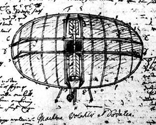 The Flying Machine, sketched in his notebook from 1714.