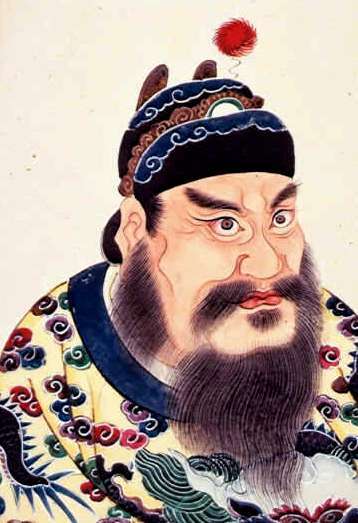 A portrait painting of Qin Shi Huangdi, first emperor of the Qin Dynasty, from an 18th-century album of Chinese emperors' portraits.