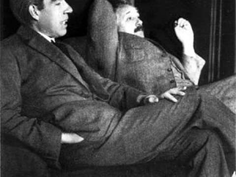 Bohr and Albert Einstein (image from 1925) had a long-running debate about the metaphysical implication of quantum physics.