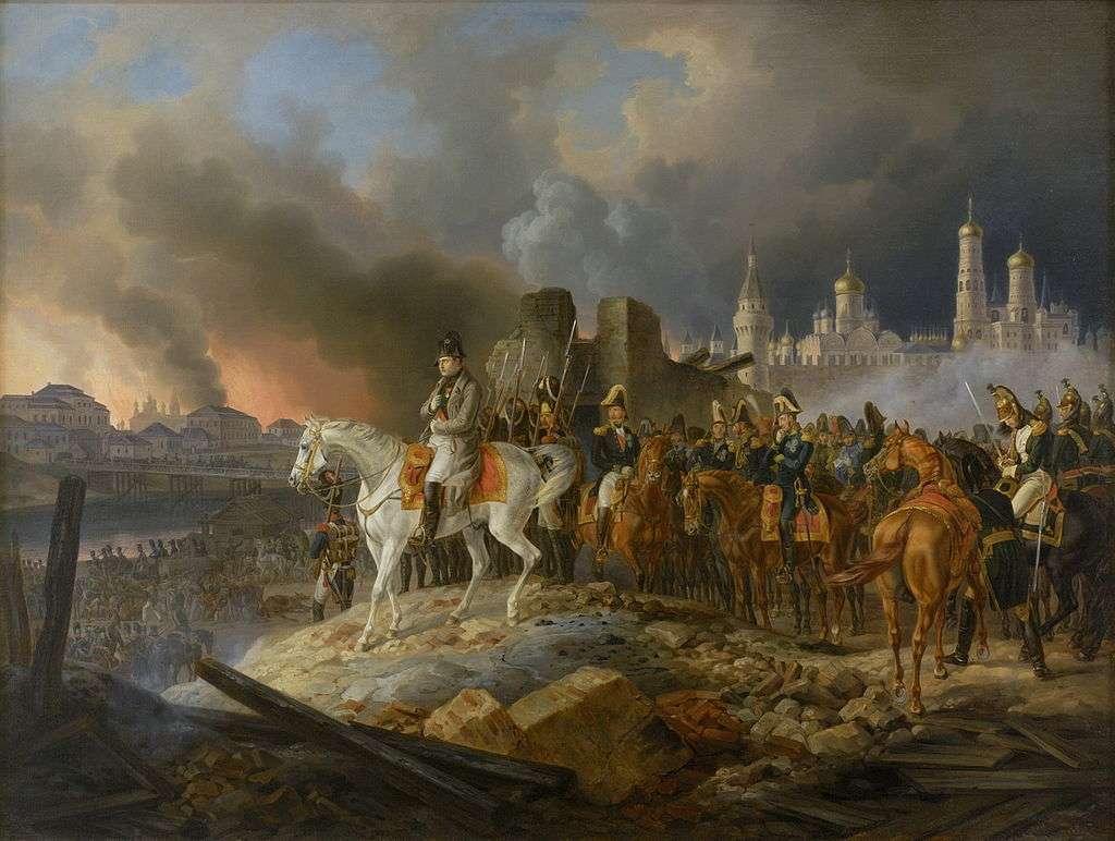 Napoleon watching the fire of Moscow in September 1812, by Adam Albrecht (1841)