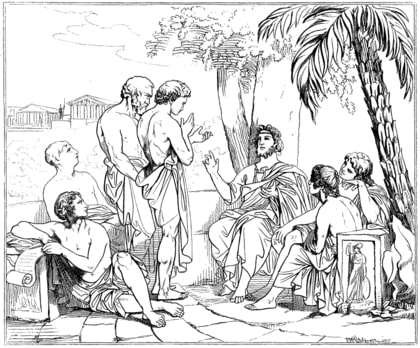 Plato in his academy, drawing after a painting by Swedish painter Carl Johan Wahlbom