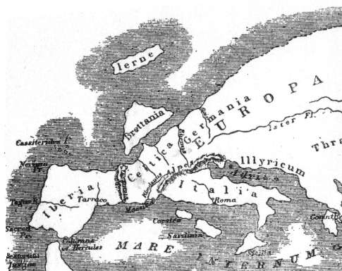 Map of Europe according to Strabo.