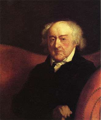 John Adams by Gilbert Stuart (1823). This portrait was the last made of Adams, done at the request of John Quincy.