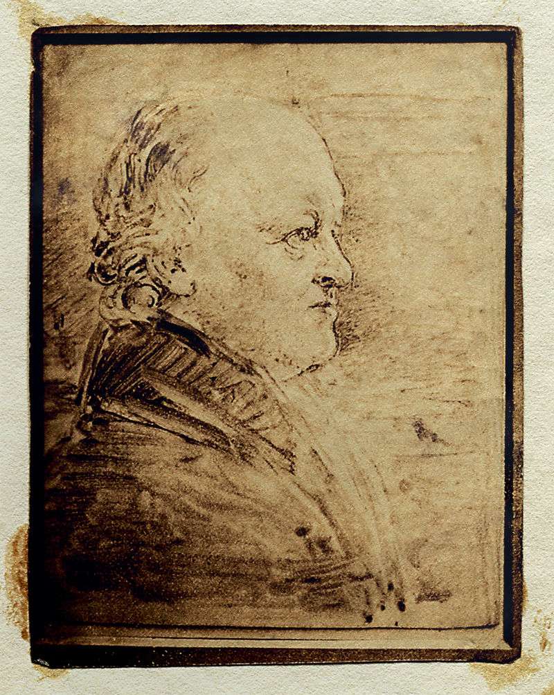 William Blake's portrait in profile, by John Linnell. This larger version was painted to be engraved as the frontispiece of Alexander Gilchrist's Life of Blake (1863).
