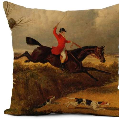 English Traditional Fox Hunting Pillow Cover