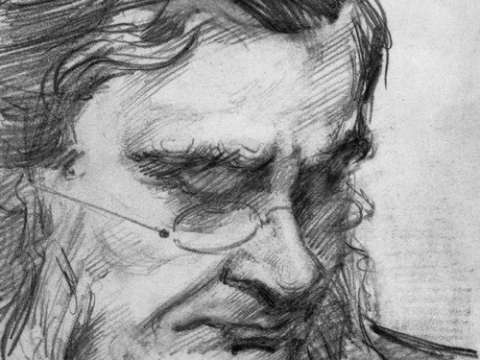 Pencil drawing of Huxley by his daughter, Marian