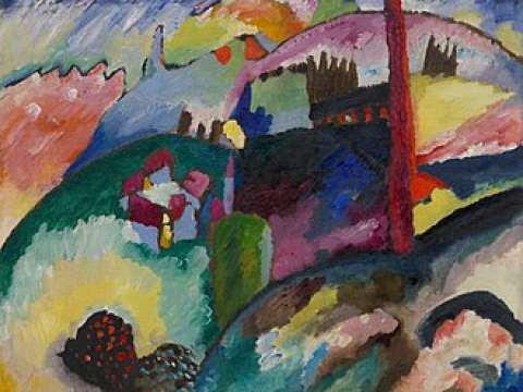 Wassily Kandinsky, 1910, Landscape with Factory Chimney, oil on canvas