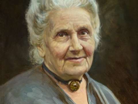 Maria Montessori. the portrait was painted by the artist Alexander Akopov