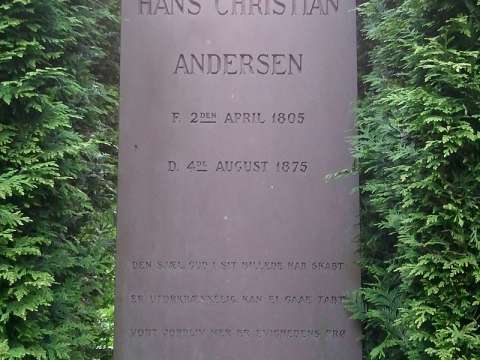 Andersen's new gravestone at Assistens Cemetery in the Nørrebro district of Copenhagen.
