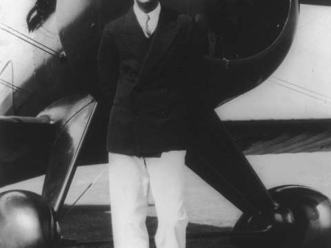 Hughes with his Boeing 100 in the 1940s