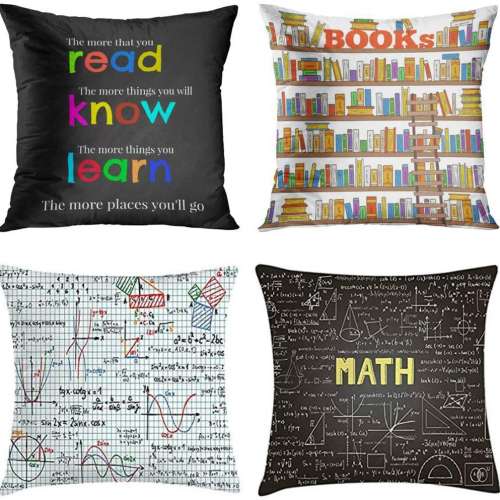 Set of 4 Throw Math Themed Pillow Covers