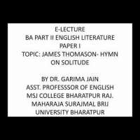 James Thomson hymn on solitude lecture 1