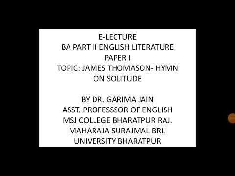 James Thomson hymn on solitude lecture 1