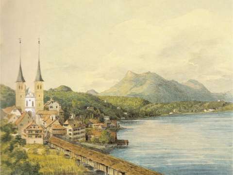 View of Lucerne – watercolour by Mendelssohn, 1847