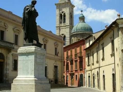 Statue of Ovid by Ettore Ferrari in the Piazza XX Settembre, Sulmona, Italy.