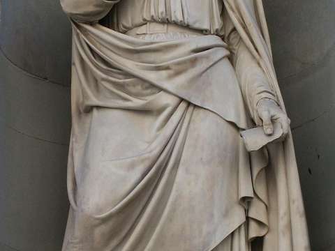 Statue of Petrarch on the Uffizi Palace, in Florence