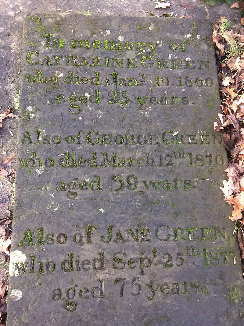 The grave stone of George Green and Catherine Green, parents of the mathematician George Green