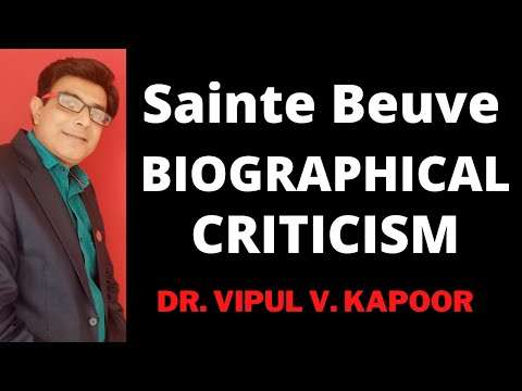 Sainte Beuve: Biographical Criticism / Victorian Criticism