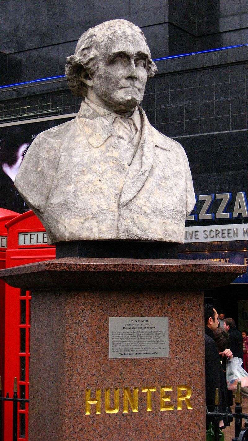 Bust of Hunter near where he lived in Leicester Square, London