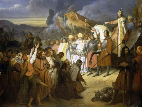 Charlemagne receiving the submission of Widukind at Paderborn in 785, painted c. 1840 by Ary Scheffer