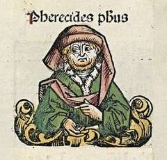 Pherecydes, depicted as a medieval scholar in the Nuremberg Chronicle