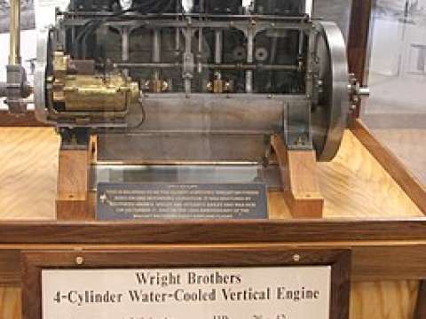 A Wright engine, serial number 17, c. 1910, on display at the New England Air Museum