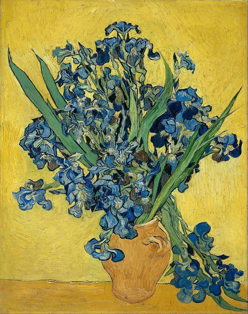Vase with Irises Against a Yellow Background, May 1890