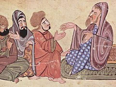 Solon, depicted with pupils in an Islamic miniature